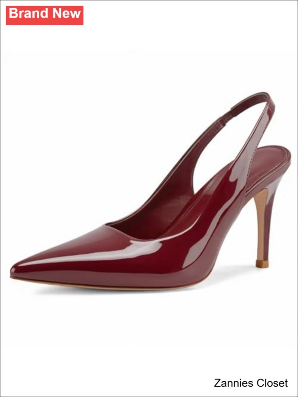 ✨ Slingback Heels for Women Pointed Toe Stiletto Pumps PU Elastic Back Strap